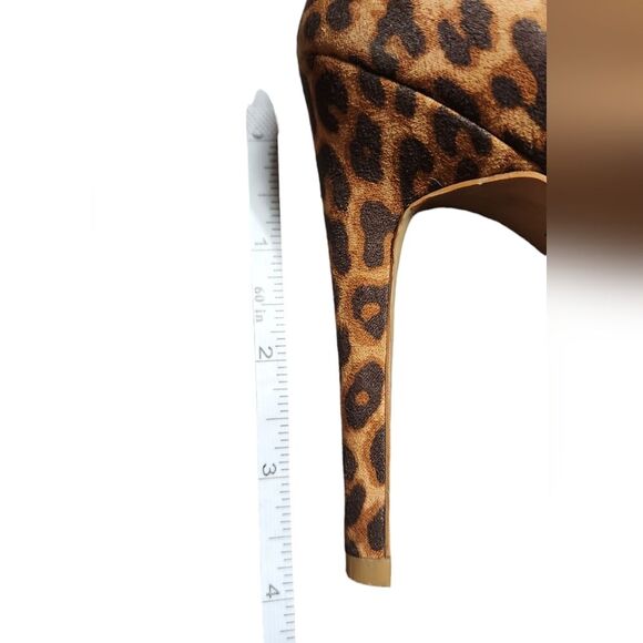 MIA Heels Leopard Print‎ Stilettos Suede Brown Black Cut Out Sexy Pointed Toe 7 - Picture 15 of 16